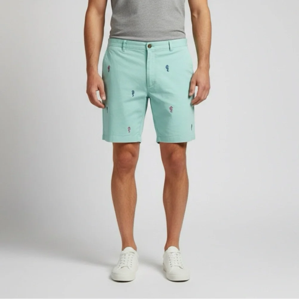Vineyard Vines Light Green Seahorse Embroidered Shorts